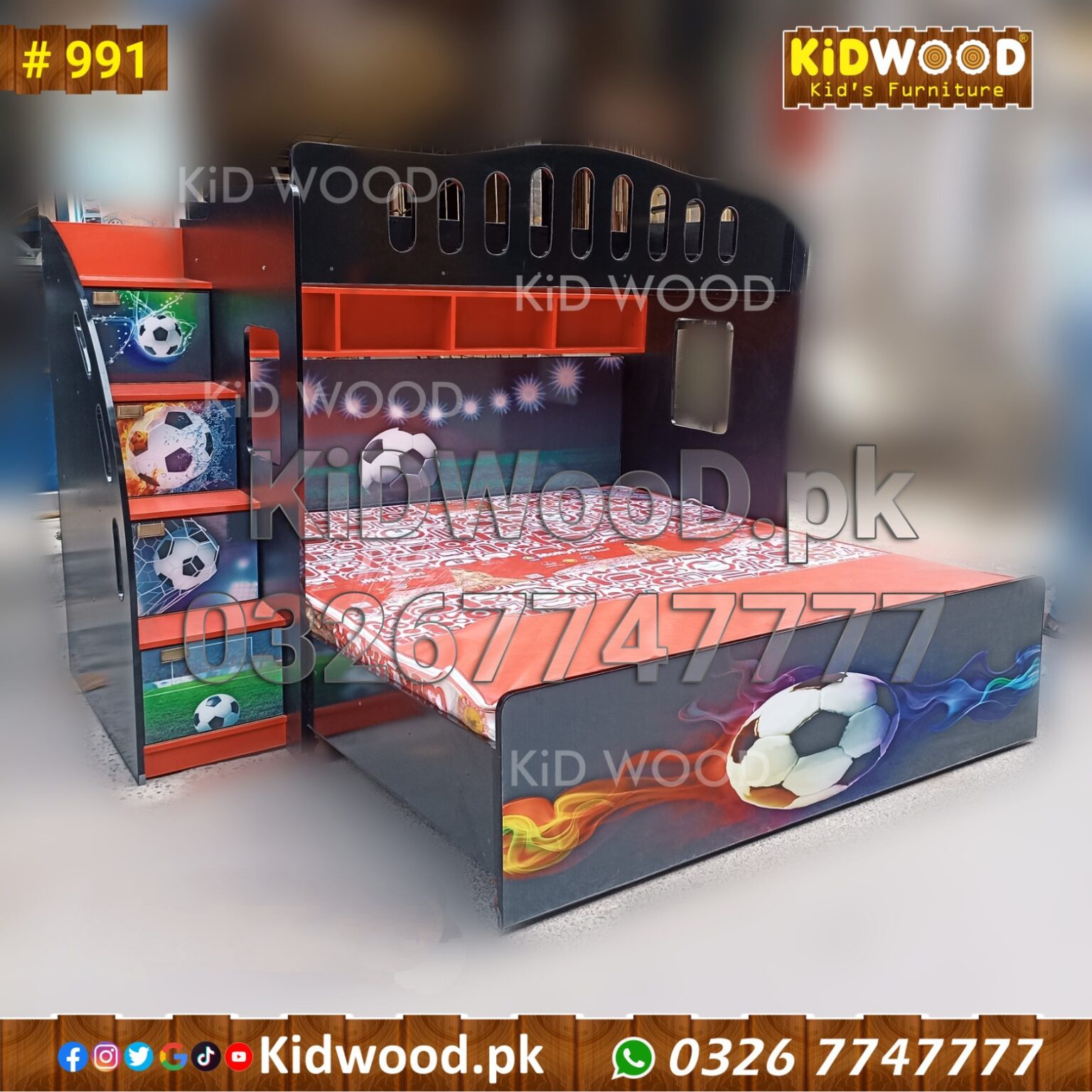 Black Bunk Bed Queen Size Kid Wood